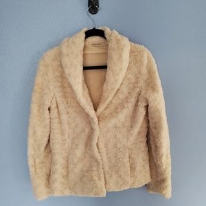 Michael Farrel White Faux Fur Jacket